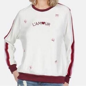 New Lauren Moshi Embroidered L’amour Cotton Pullover